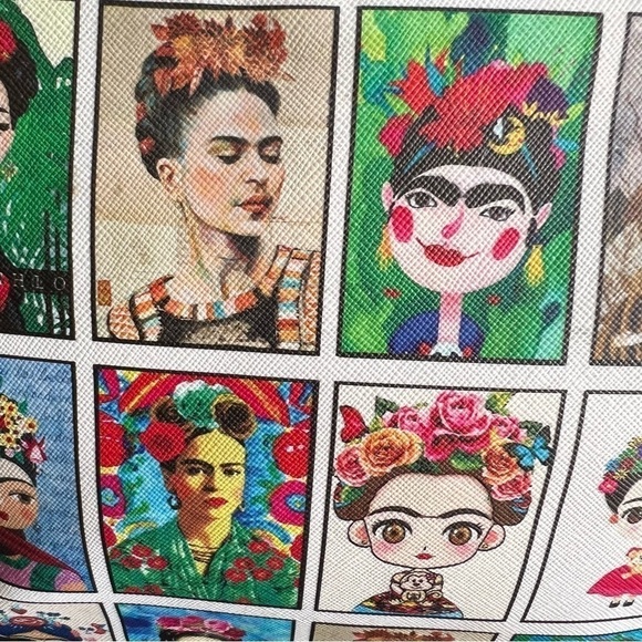 FRIDA KAHLO CARICATURE PORTRAIT LARGE BACKPACK NWOT main image 6